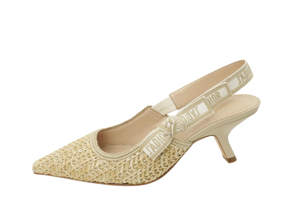 Christian Dior J'Adior 65 Slingback Pumps in Natural Raffia
